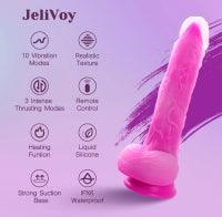 Thrusting Dildo with Jellyskin | Jelivoy 9.25 inch Dildo with Remote and Suction Base | Tracy's Dog