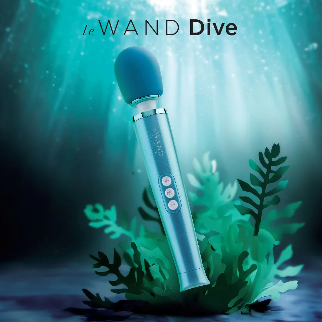 DIVE submersible rechargeable wand vibrator massager in light blue by Le Wand from Boink Adult Boutique boinkmuskoka.com