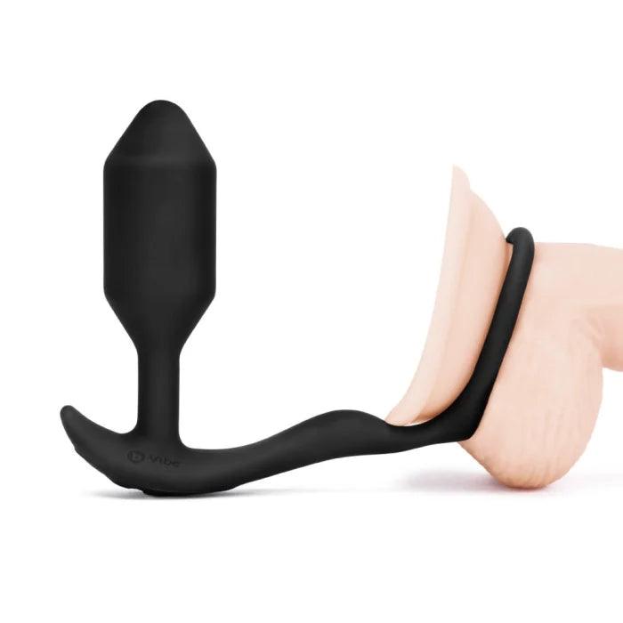 Vibrating Snug & Tug | Penis Ring & Vibrating Weighted Anal Plug | b-Vibe