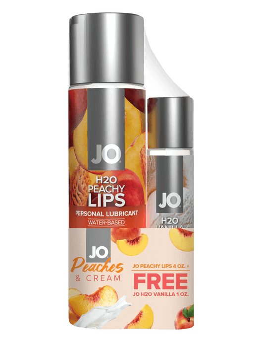 PEACHES & CREAM - JO PEACHY LIPS and JO H2O VANILLA Lubricant Set by SystemJO - Boink Adult Boutique www.boinkmuskoka.com Canada