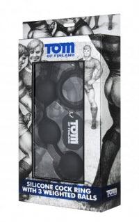 Silicone Cock Ring with 3 Weighted Balls | Tom of Finland - Boink Adult Boutique www.boinkmuskoka.com Canada