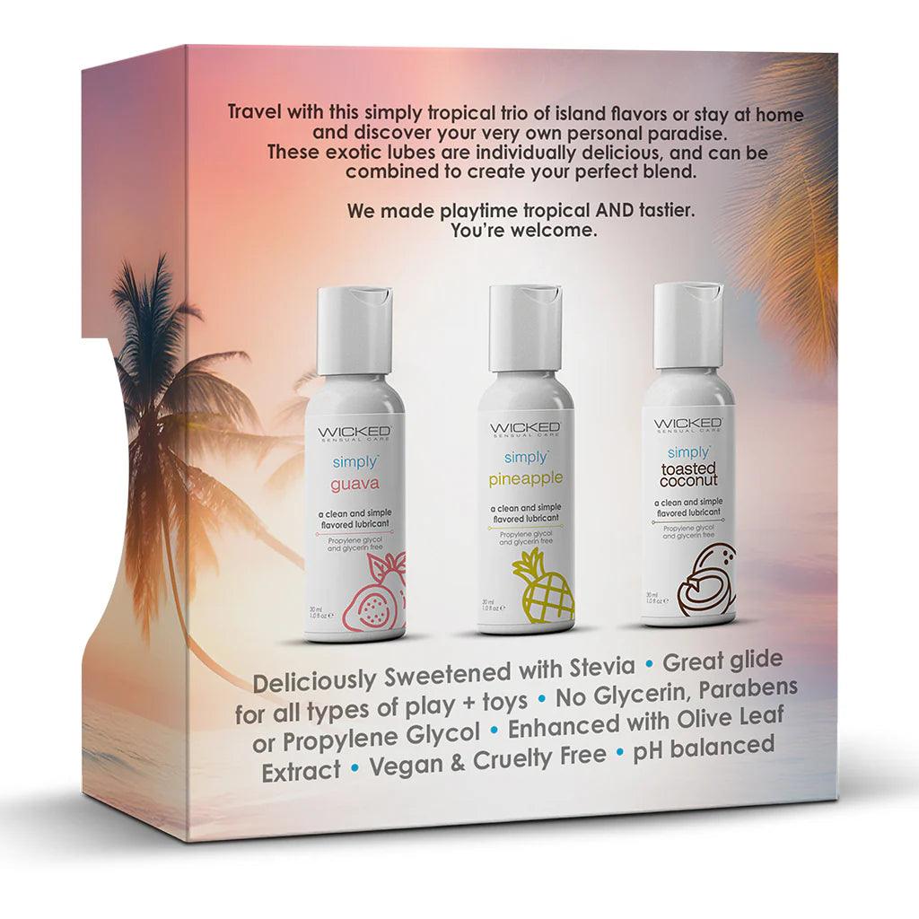 Simply Tropical | Trio Travel Kit 3 Water Based Flavoured Lubricants | WICKED - Boink Adult Boutique www.boinkmuskoka.com Canada