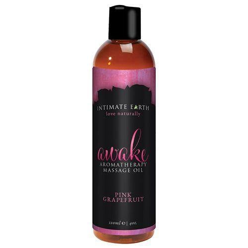 Awake Aromatherapy Massage Oil - Pink Grapefruit and Black Pepper by Intimate Earth - Boink Adult Boutique www.boinkmuskoka.com Canada