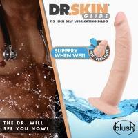 Blush - Dr. Skin Glide - 7.5 inch Self Lubricating Dildo - Multiple Colours - Boink Adult Boutique www.boinkmuskoka.com Canada