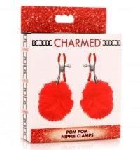 Charmed Pom Pom Nipple Clamps - Red - Boink Adult Boutique www.boinkmuskoka.com Canada