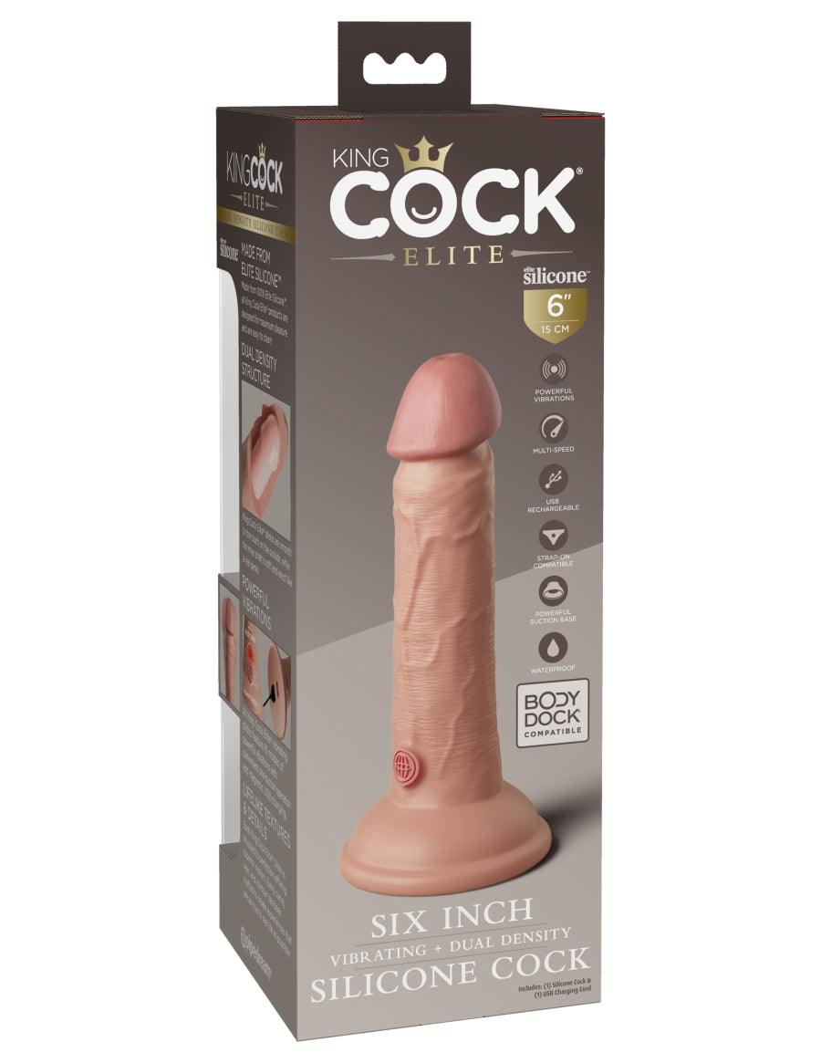 Elite Dual Density Vibrating Silicone Cock by King Cock - Boink Adult Boutique www.boinkmuskoka.com Canada