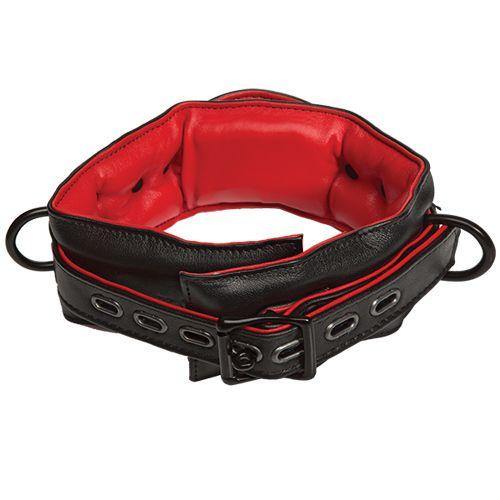 Leather Handler's Collar - Black and Red by KINK - Boink Adult Boutique www.boinkmuskoka.com Canada