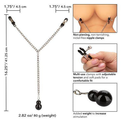 Nipple Play Weighted Dual Tier Nipple Clamps - Boink Adult Boutique www.boinkmuskoka.com Canada