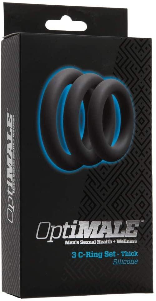 OptiMALE - 3 C-ring Set - Thick - Black or Slate by Doc Johnson - Boink Adult Boutique www.boinkmuskoka.com Canada