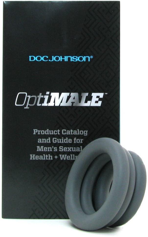 OptiMALE - 3 C-ring Set - Thick - Black or Slate by Doc Johnson - Boink Adult Boutique www.boinkmuskoka.com Canada