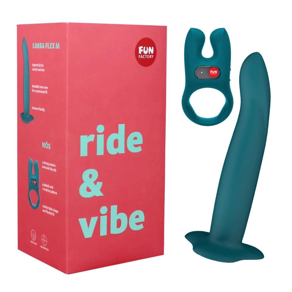 RIDE & VIBE - Fun Factory Gift Set with NOS Cock ring & Limba Flex Dildo in Medium - Boink Adult Boutique www.boinkmuskoka.com Canada