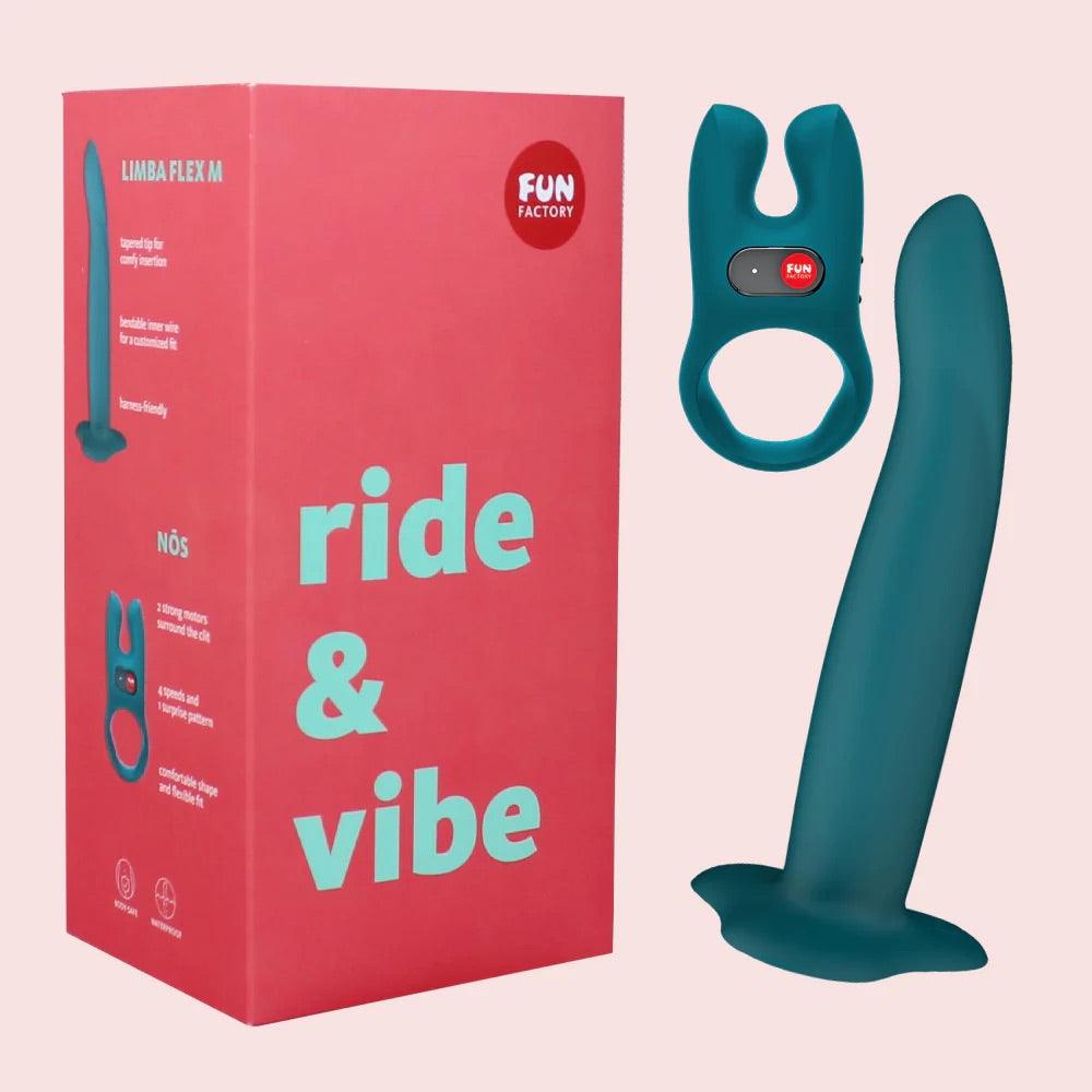 RIDE & VIBE - Fun Factory Gift Set with NOS Cock ring & Limba Flex Dildo in Medium - Boink Adult Boutique www.boinkmuskoka.com Canada