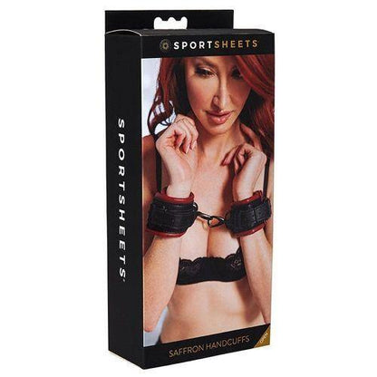 Saffron Wrist Cuffs - Black/Red by Sportsheets - Boink Adult Boutique www.boinkmuskoka.com Canada