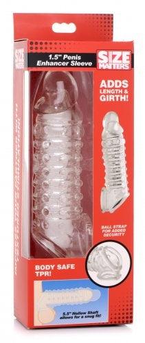 Size Matters 1.5 Inch Penis Enhancer Sleeve - Clear - Boink Adult Boutique www.boinkmuskoka.com Canada