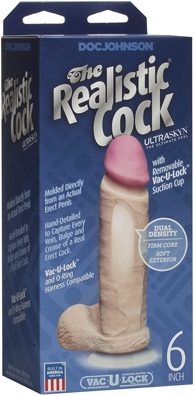 The Realistic Cock - With Removable Vac-U-Lock Suction Cup 6 Inch - Boink Adult Boutique www.boinkmuskoka.com Canada