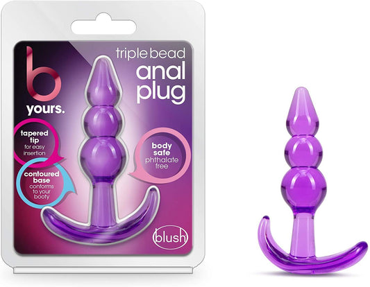 Triple Beaded Anal Plug in Purple by B Yours - Boink Adult Boutique www.boinkmuskoka.com Canada