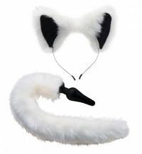 White Fox Tail and Ears Set - Butt Plug with tail so you can be the FOX by Tailz - Boink Adult Boutique www.boinkmuskoka.com Canada